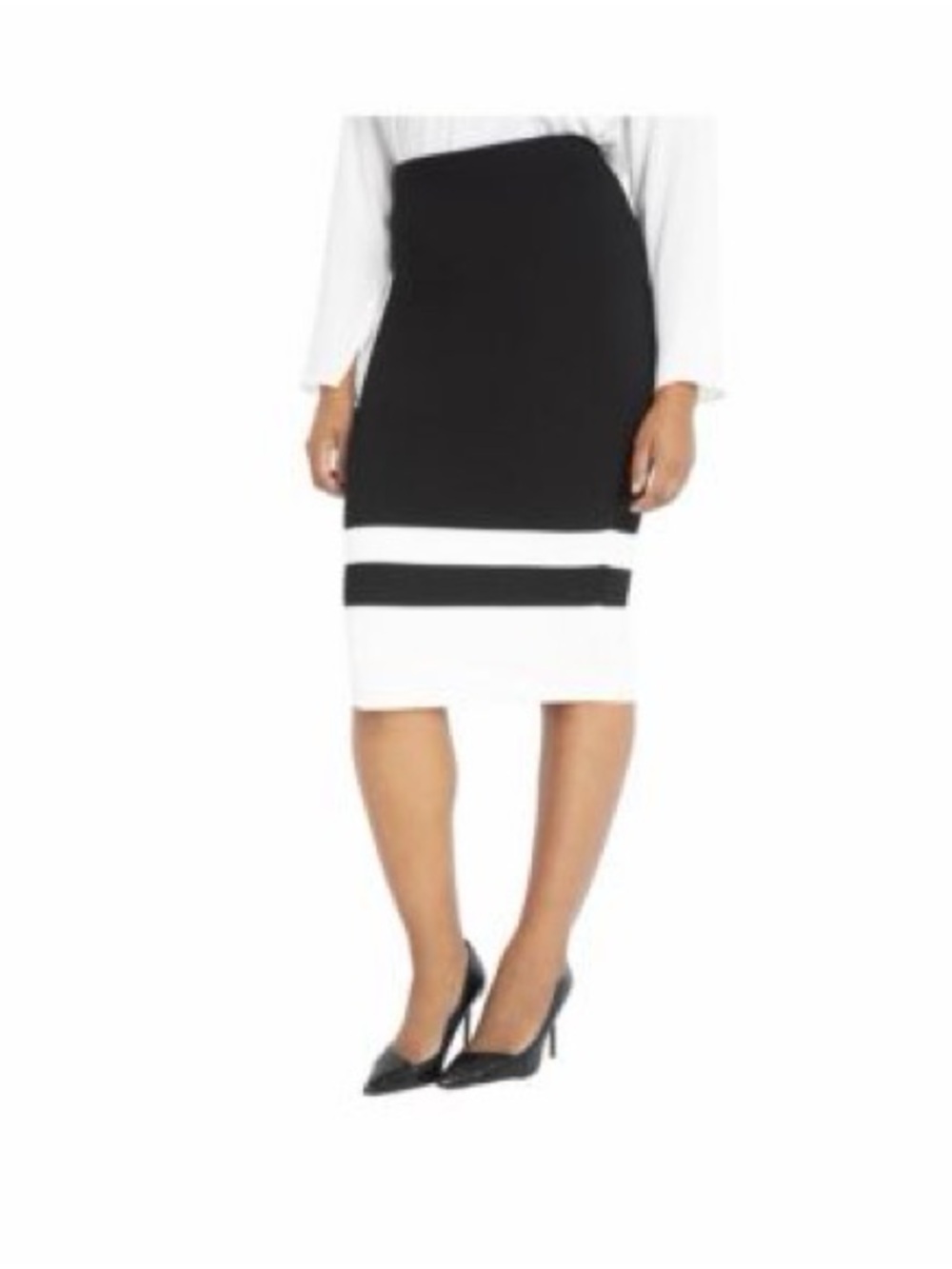 White House Black Market Striped Hem Pencil Skirt